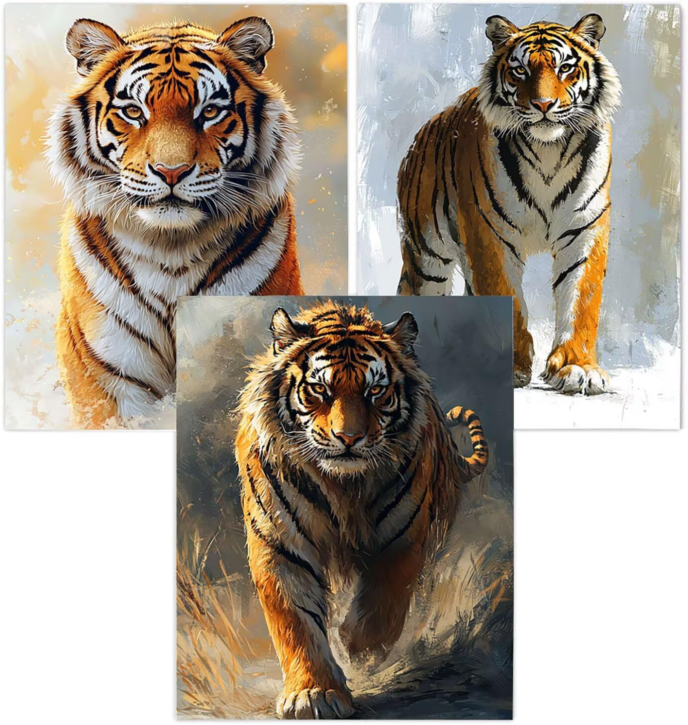 Generico Cnyaunfi 3 Pezzi Animali Pittura Diamante Fai-Da-Te, 5D Bianco Diamond Painting Kit Completo per Hobby Creativi Adulti, Per La Decorazione Della Parete Di Casa 50x70cm YF-3333