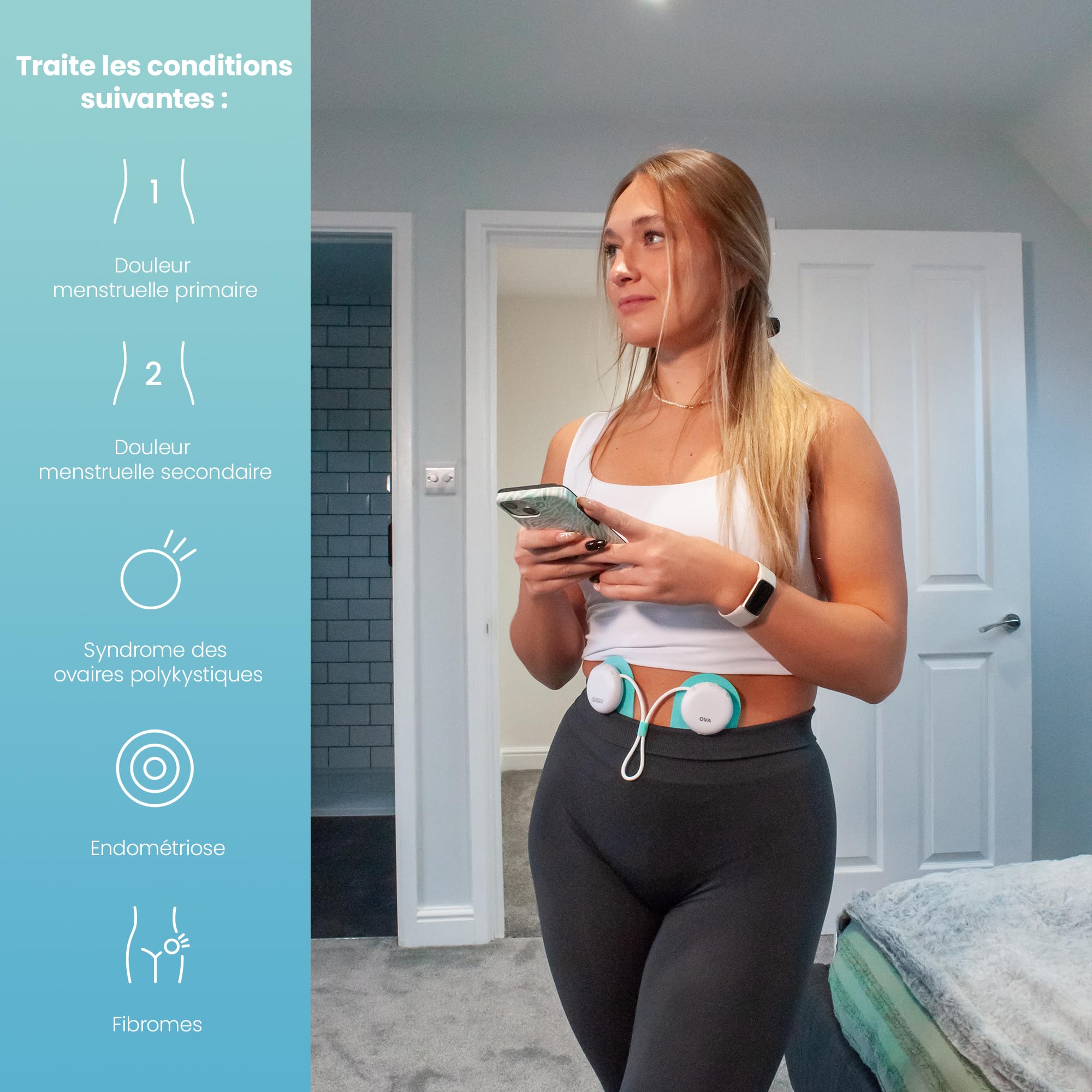 TensCare OVA 3 Soulagement des douleurs menstruelles par TENS et chaleur. Sûr, cliniquement prouvé, sans médicament. Traite aussi les douleurs lombaires. Design petit et discret