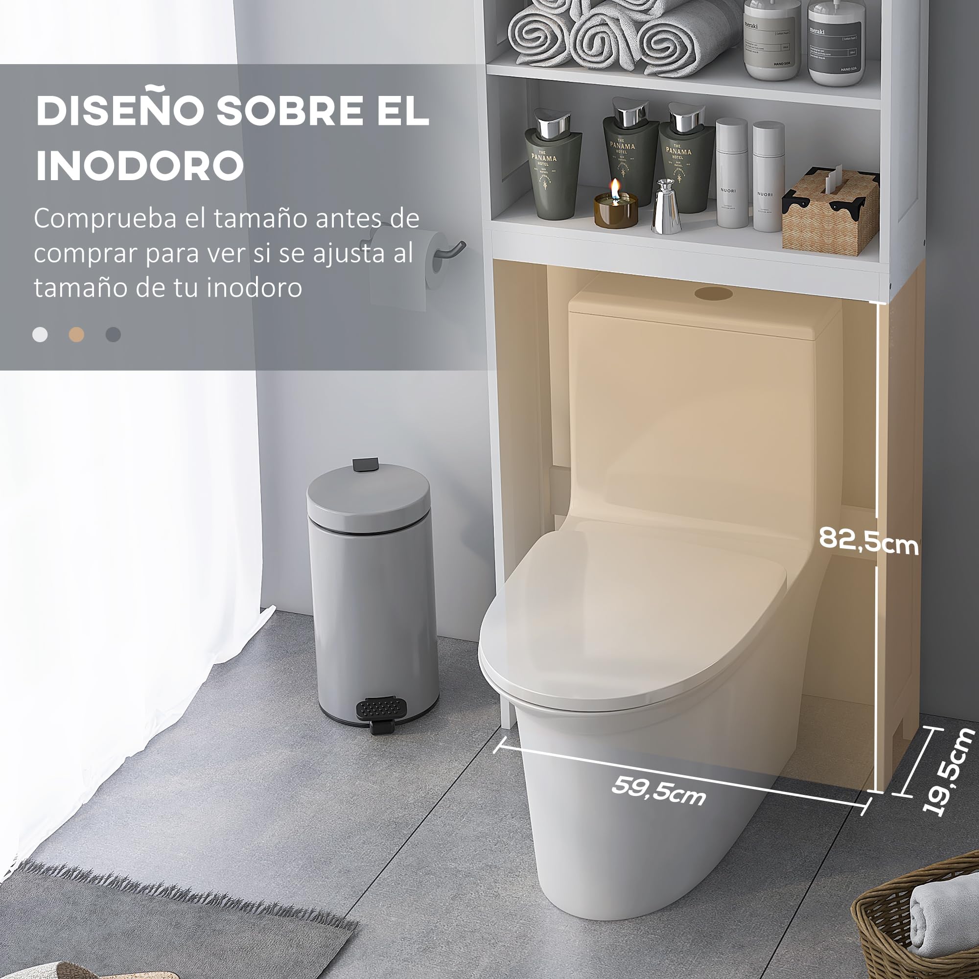 kleankin Mueble sobre Inodoro Armario para Lavadora con 2 Puertas Estantes Abiertos y Estante Ajustable Mueble para Baño 66x23x178 cm Blanco
