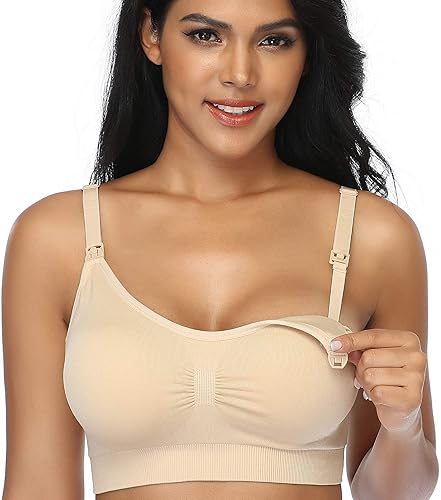 Miniatura 9 de GXXGE - Paquete de 4 brasieres de lactancia lactancia materna brasieres de maternidad tirante de seda ajustable ropa íntima 4pcs (Black Beige Grey