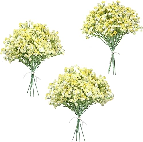 Miniatura 6 de Floroom 18 aerosoles artificiales de gypsophila para el aliento del bebé, flores falsas moradas de tacto real para ramos de boda, centros de mesa,