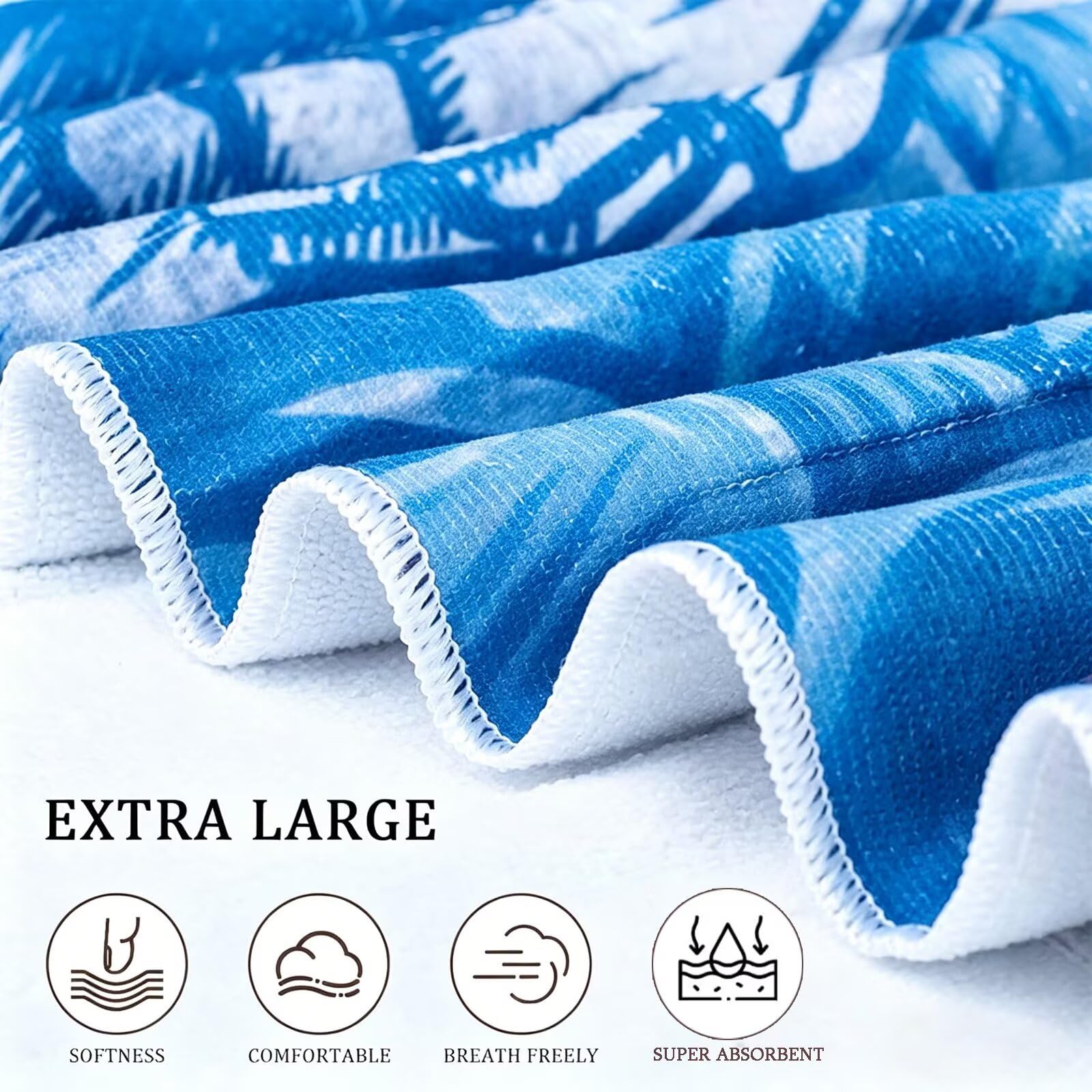 Grande asciugamano da spiaggia in microfibra, leggero, ad asciugatura rapida, senza sabbia, morbido e compatto, per yoga, campeggio, palestra, viaggi, nuoto, 180 x 90 cm, ideale per adulti
