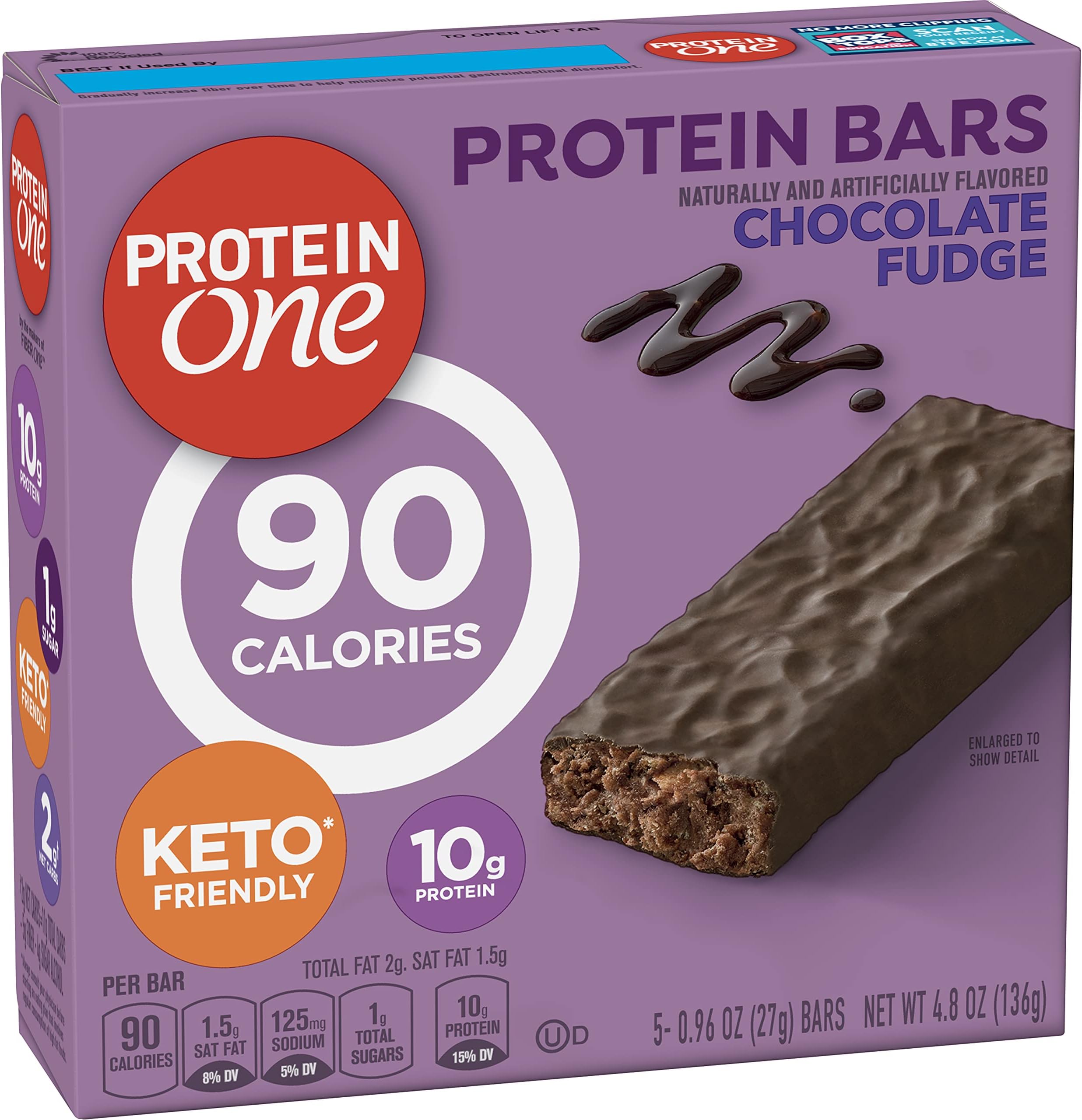 Protein One 90 Calorie Protein Bars, Chocolate Fudge, Keto Friendly, 5 Ct, 4.8 oz