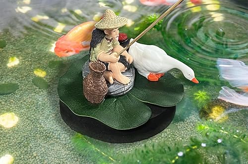 Miniatura 6 de Figura flotante genérica de pescador, regalos de pesca para hombres, decoración de pecera, decoración flotante de pecera, mini estatua de PVC (3.74