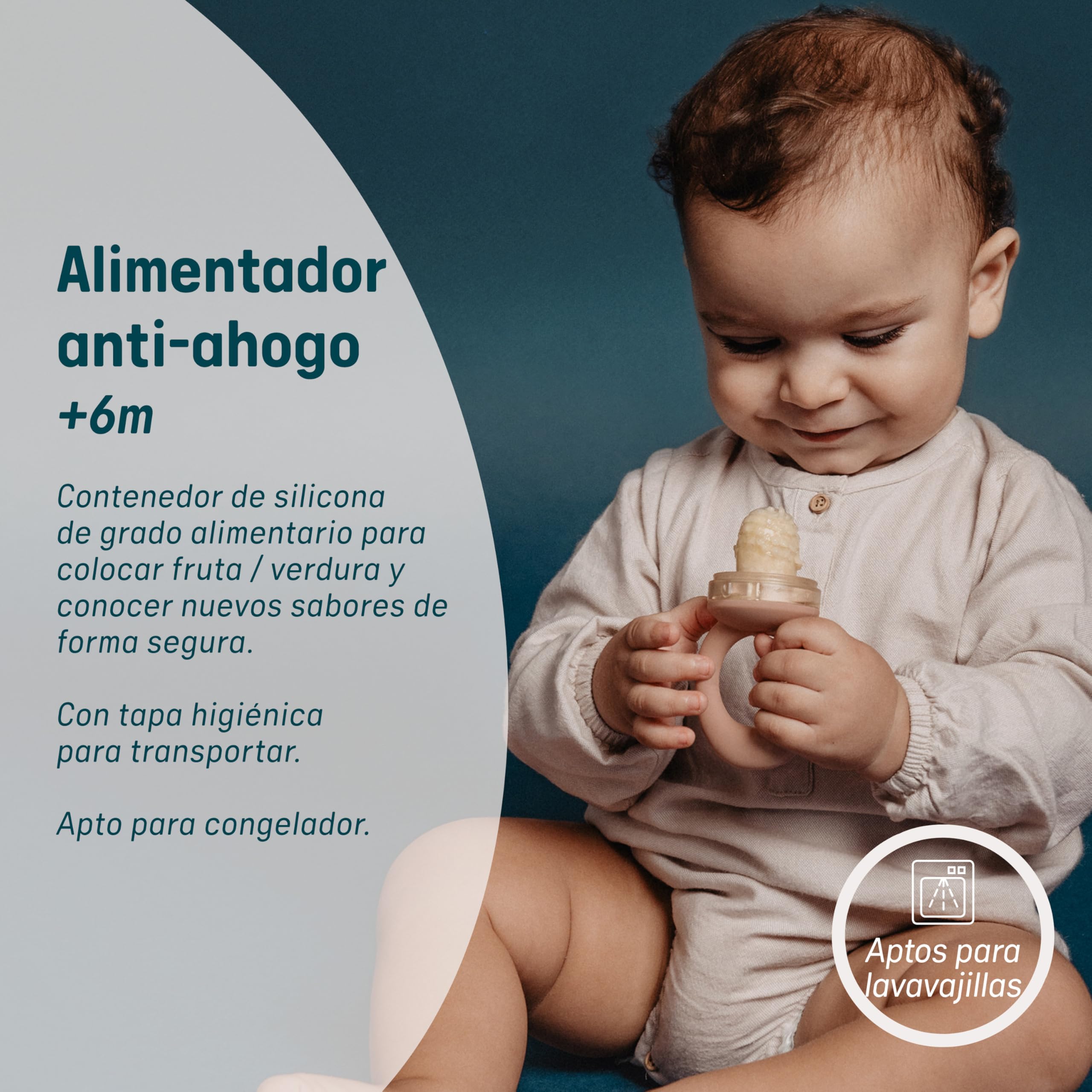Suavinex, Chupete Fruta Bebé, Alimentador Antiahogo de Silicona Grado Alimentario, con Tapa, Fácil de Limpiar, Apto Lavavajillas, Apto Congelador, Alivia las Encías, Ideal BLW, +6 Meses, Verde