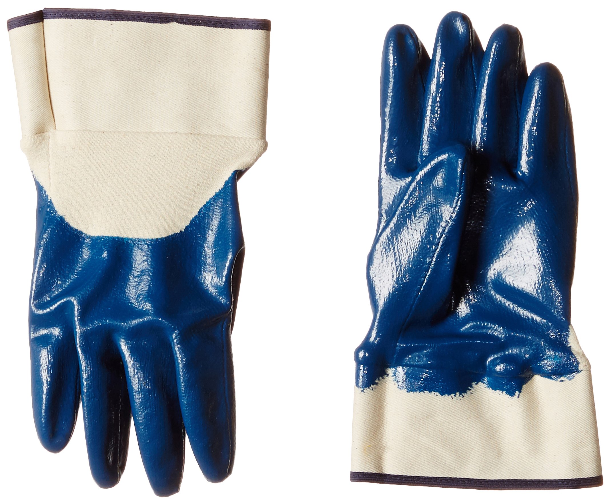 NTR-607 Nitrile Half Coated Gloves with Safety Cuff, X-Large, Blue Coating (Premium), Pack of 2 Pair