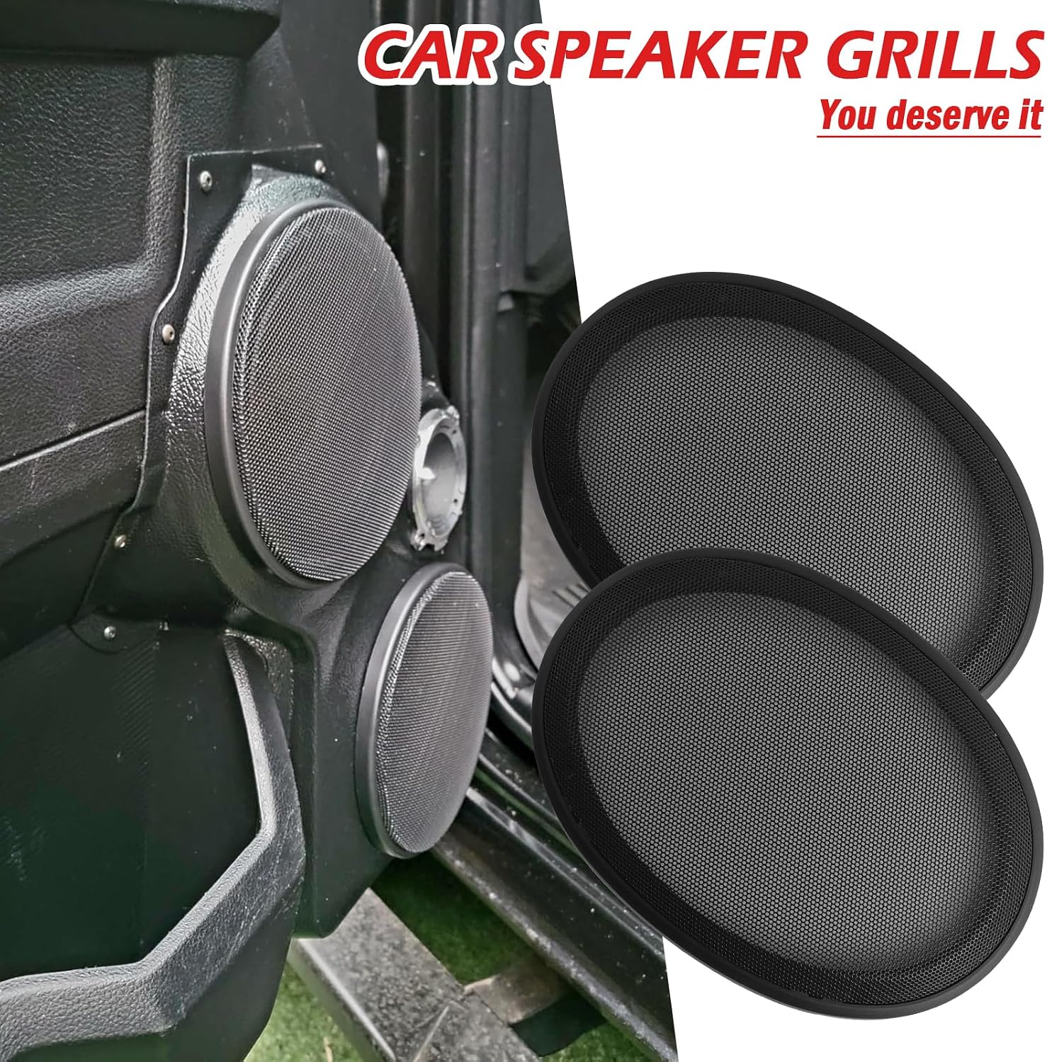 2PCS Car 6 * 9" Speaker Grill,Car Subwoofer 6 * 9" Speaker Cover with Honeycomb Hole Grid Design,Dust Resistant Cars Speakers Grill Cover for Speakers Collision Damage (6 * 9"-2PCS)