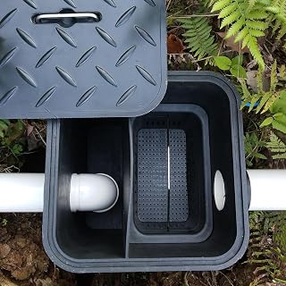 Black Plastic Grease Interceptor 30lb, Waste Oil Water Separator For Coffee Shop School Restaurant Restaurant Snack Bars, Grease Trap Cleaner, Easy To Install - No Odors (Size : 38x33x33cm/15x13x13in