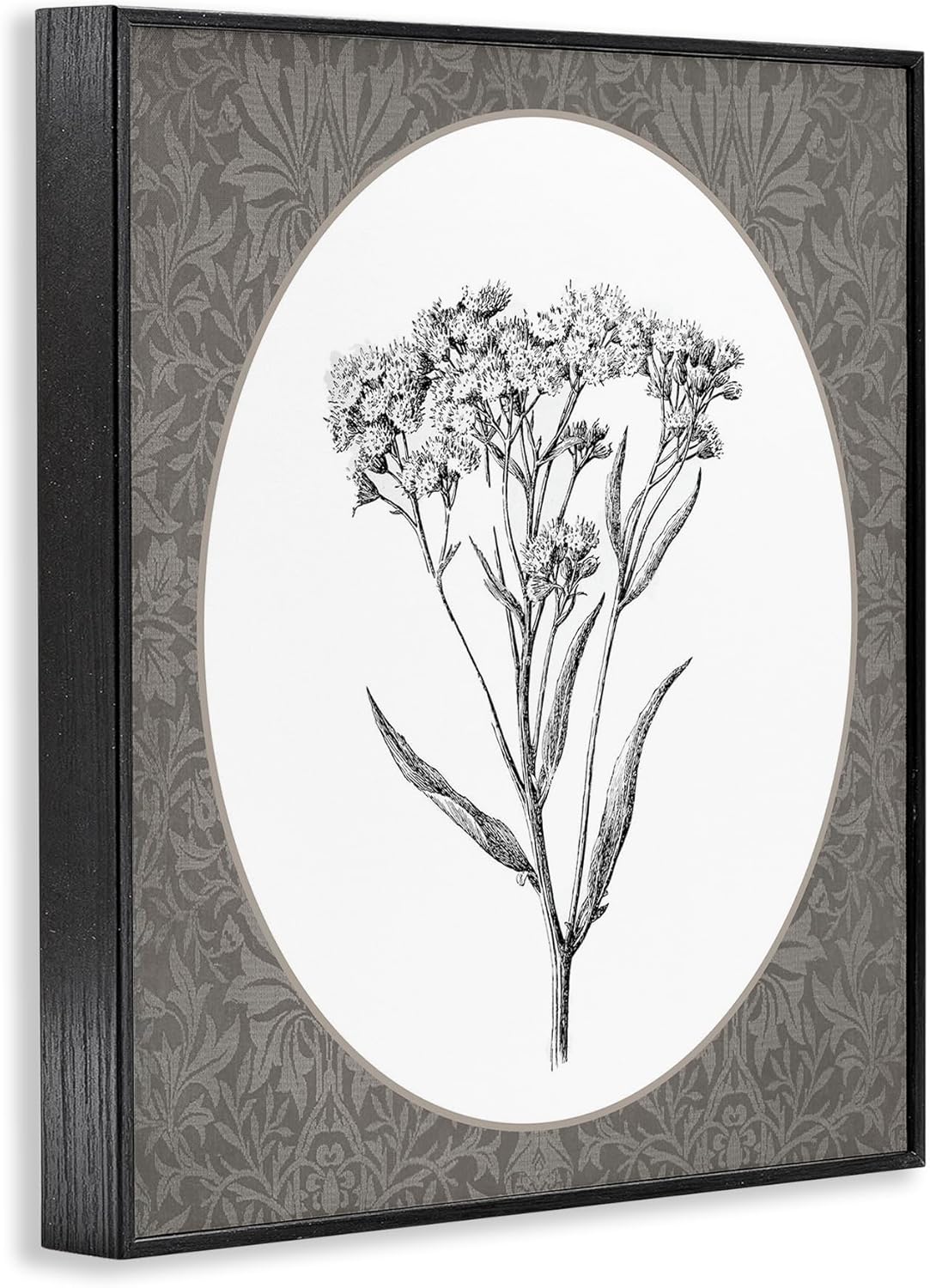 Stupell Industries Vintage Baby's Breath Bundle Black Framed Giclee Art Design by Lettered and Lined, 16 x 20