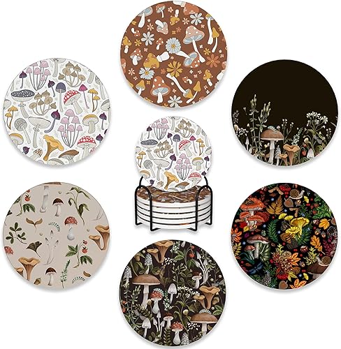 6 posavasos para bebidas con soporte, posavasos absorbentes con respaldo de corcho, gran regalo para inauguración de la casa, decoración de