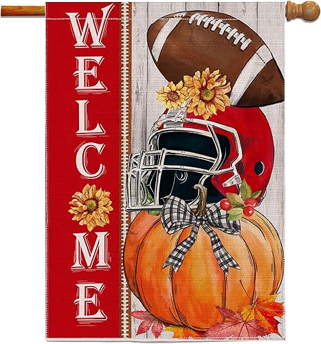 Miniatura 7 de Bandera de jardín de Acción de Gracias, bonita bandera de arpillera de pavo y calabaza de doble cara, letrero de decoración de Acción de Gracias al