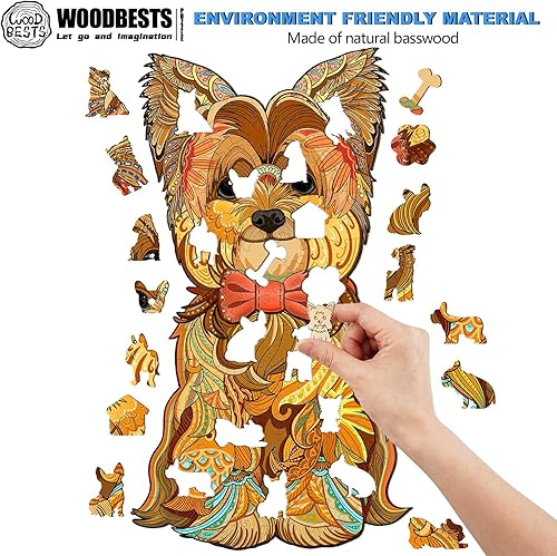 Miniatura 2 de WOODBESTS Rompecabezas de madera para adultos y niños, rompecabezas de Yorkshire, rompecabezas de animales de madera, rompecabezas de corte de