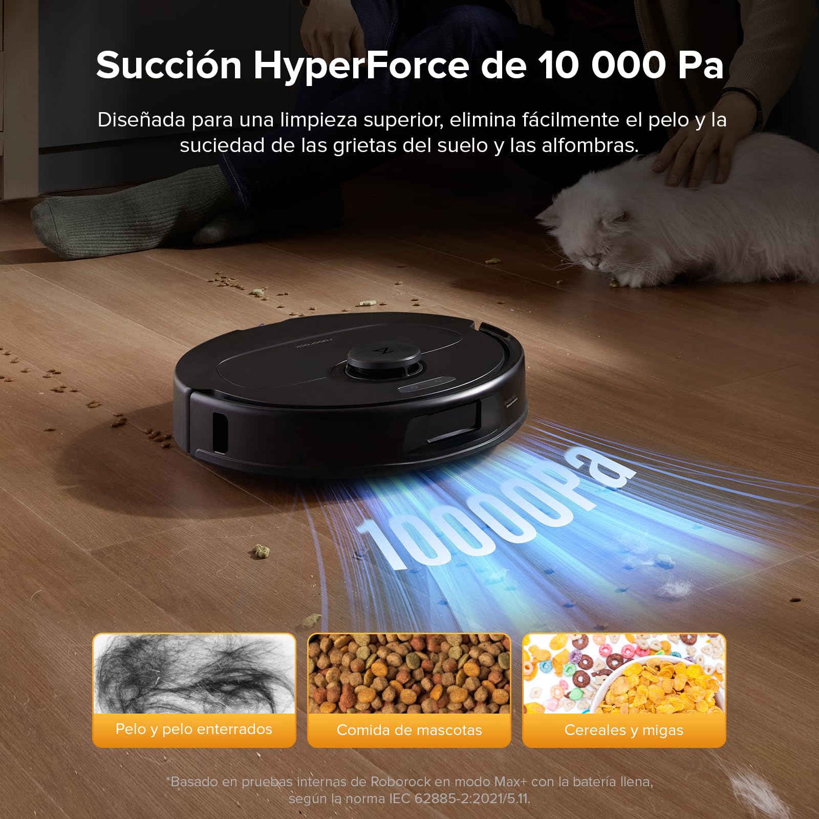roborock QV 35S Set Robot Aspirador, Succión HyperForce de 10000 Pa con Base Multifuncional, Cepillos Dobles Antienredos, 2 Mopas Giratorias Elevación Automática de 10 mm, Limpiar y secar Auto, Negro