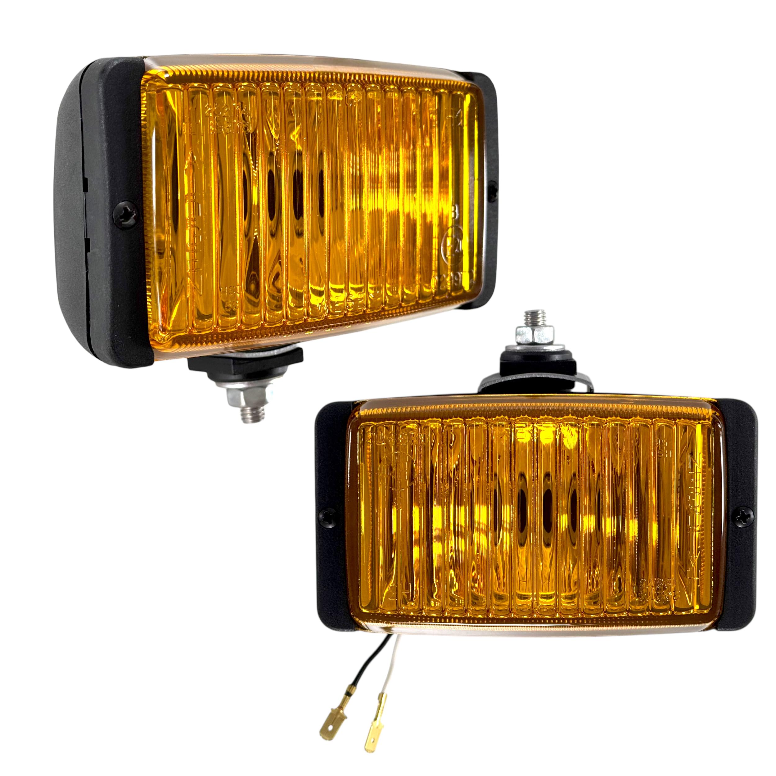 Set 2 Fari Fendinebbia Anteriori H3 Gialli - Luci Supplementari Universali 12V 55W (Lampadine Incluse) - Vetro Giallo Omologato E20 IP66 - Faretti per Auto 4x4 Camion Trattore