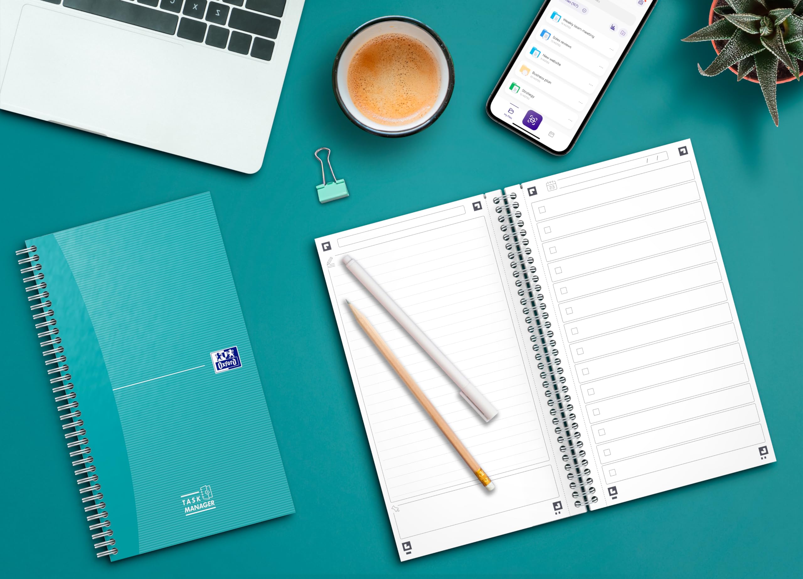 Oxford To Do Planner, taccuino, 115 fogli, per lavori marini di scrib, Aqua (Confezione da 2)