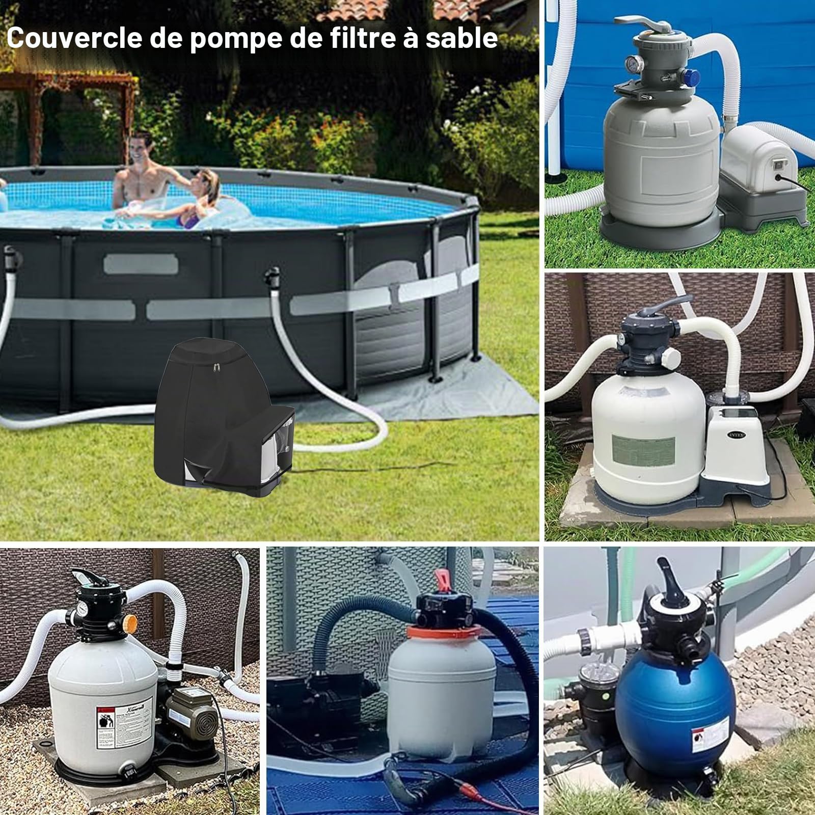 Système de filtration à sable pour pompe Intex Krystal Clear - Housse étanche pour pompe à filtre à sable piscine (65 x 48 x 70 cm)