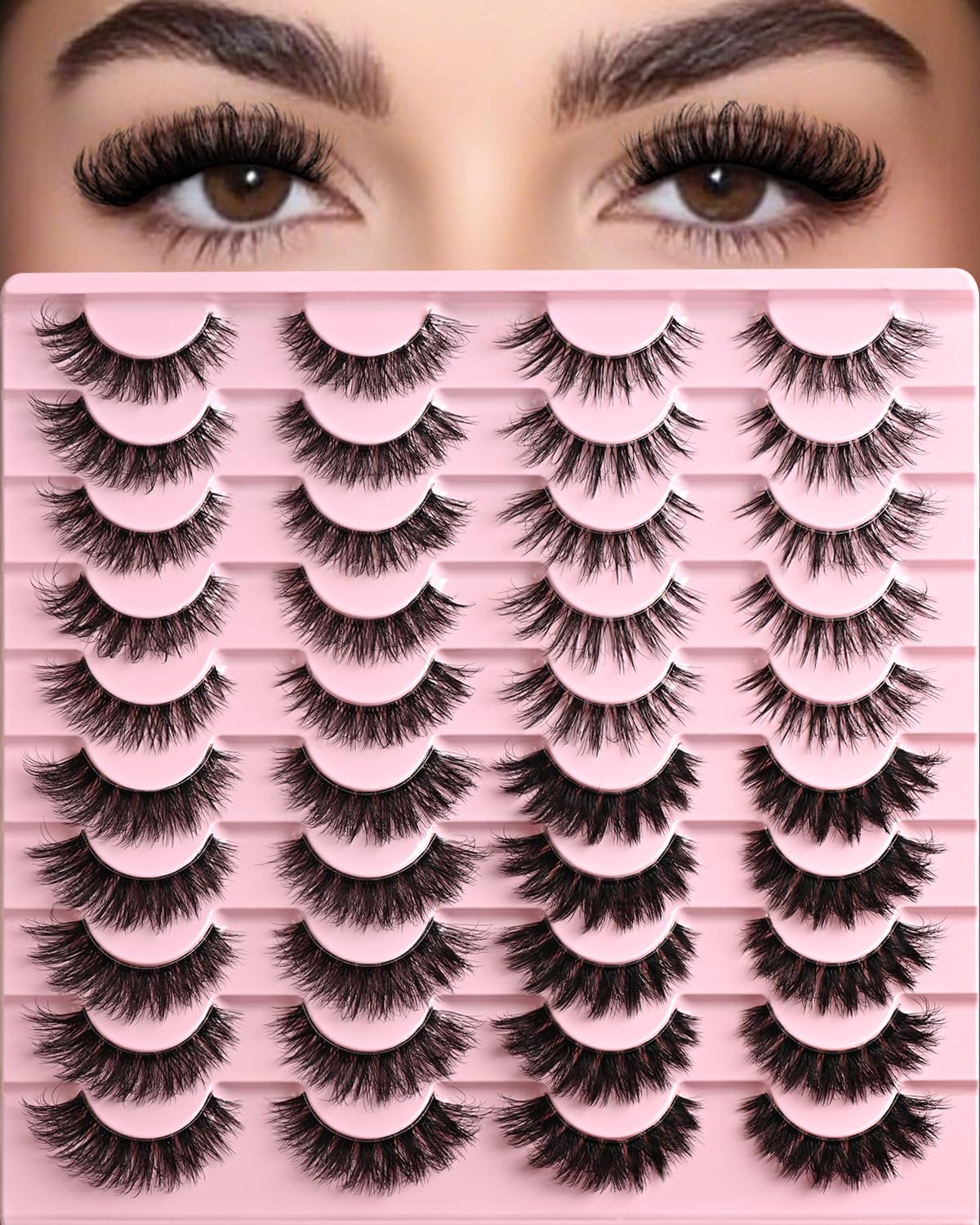 APCYUST Lashes Wispy False Eyelashes 4 Styles Cat Eye Strip Lash Natural Look 20 Pairs Fake Mink Eyelash
