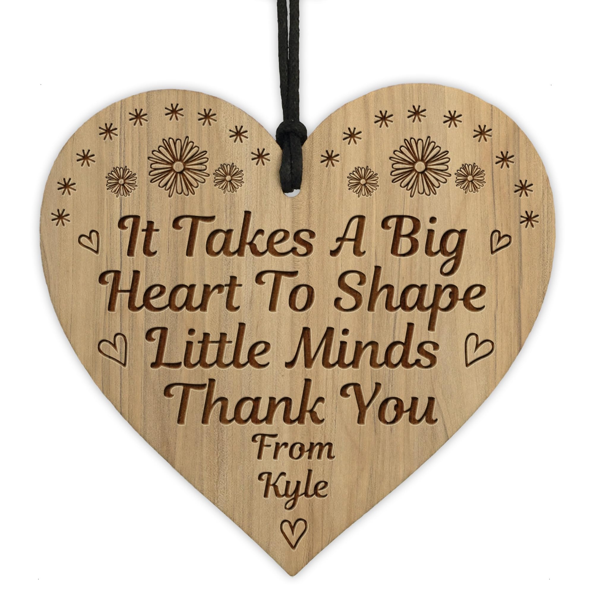 Red Ocean Personalised Teacher Gift Wood Engraved Heart Novelty Thank You Gift For Teacher Leaving Pre School Nursery School Gift Keepsake Gift For Men Women