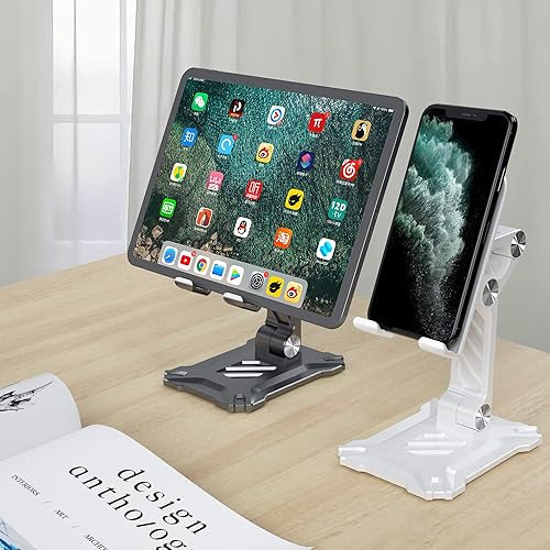Miniatura 4 de Pezixueran Soporte de teléfono para escritorio. Soporte plegable para teléfono móvil de escritorio con ángulo ajustable en altura, soporte portátil