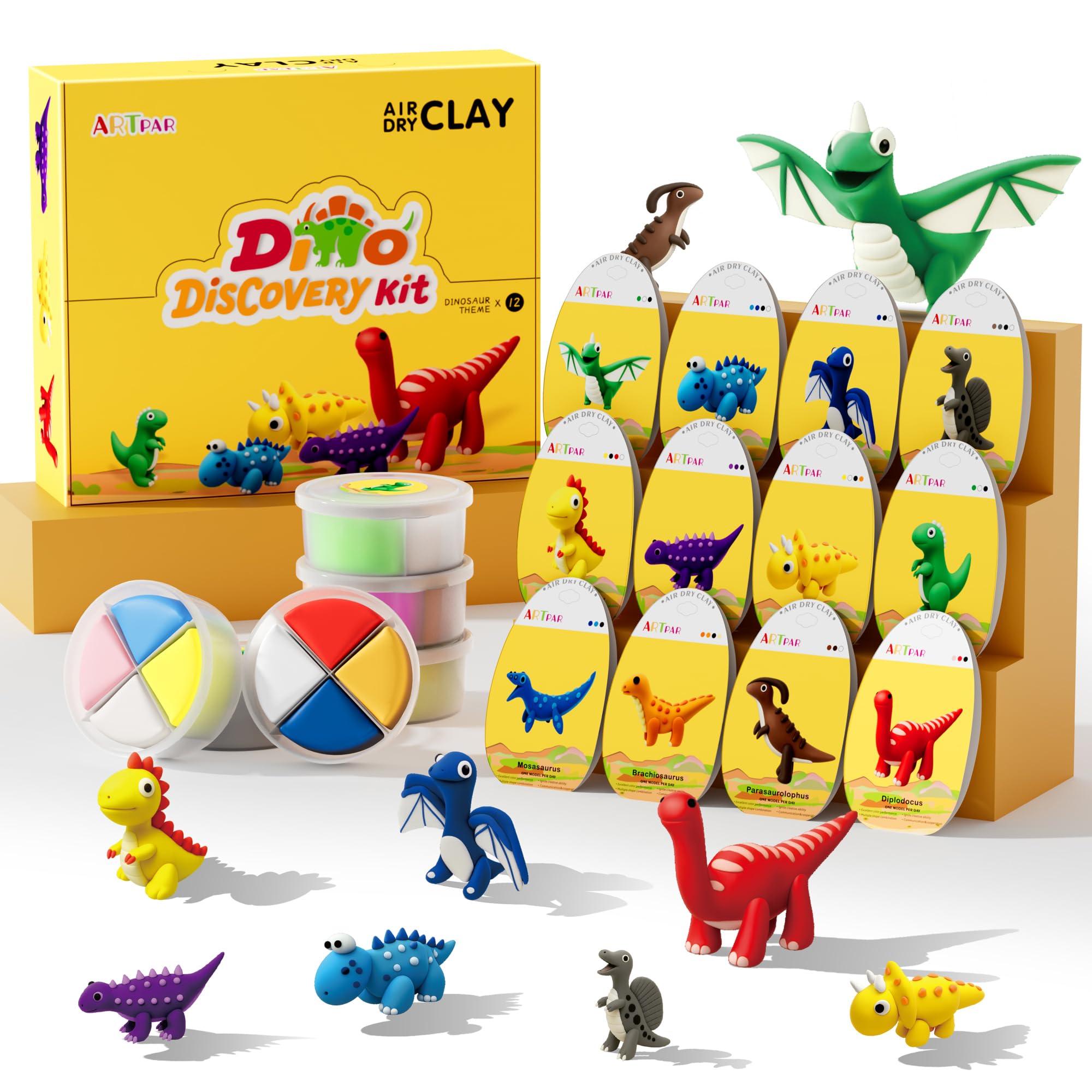 ARTPAR Air Dry Clay Kit,Dinosaur Modeling Magic Clay,Kids DIY Crafts Gifts