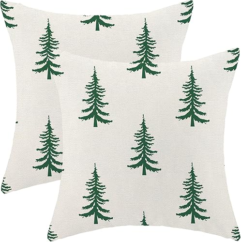 CXMEIFLY Juego de 2 fundas de almohada de Navidad de 20 x 20 pulgadas, color blanco salvia, verde salvia, decoración de árbol de Navidad, para CXMEIFLY Juego de 2 fundas de almohada de Navidad de 20 x 20 pulgadas, color blanco salvia, verde salvia, decoración de árbol de Navidad, para