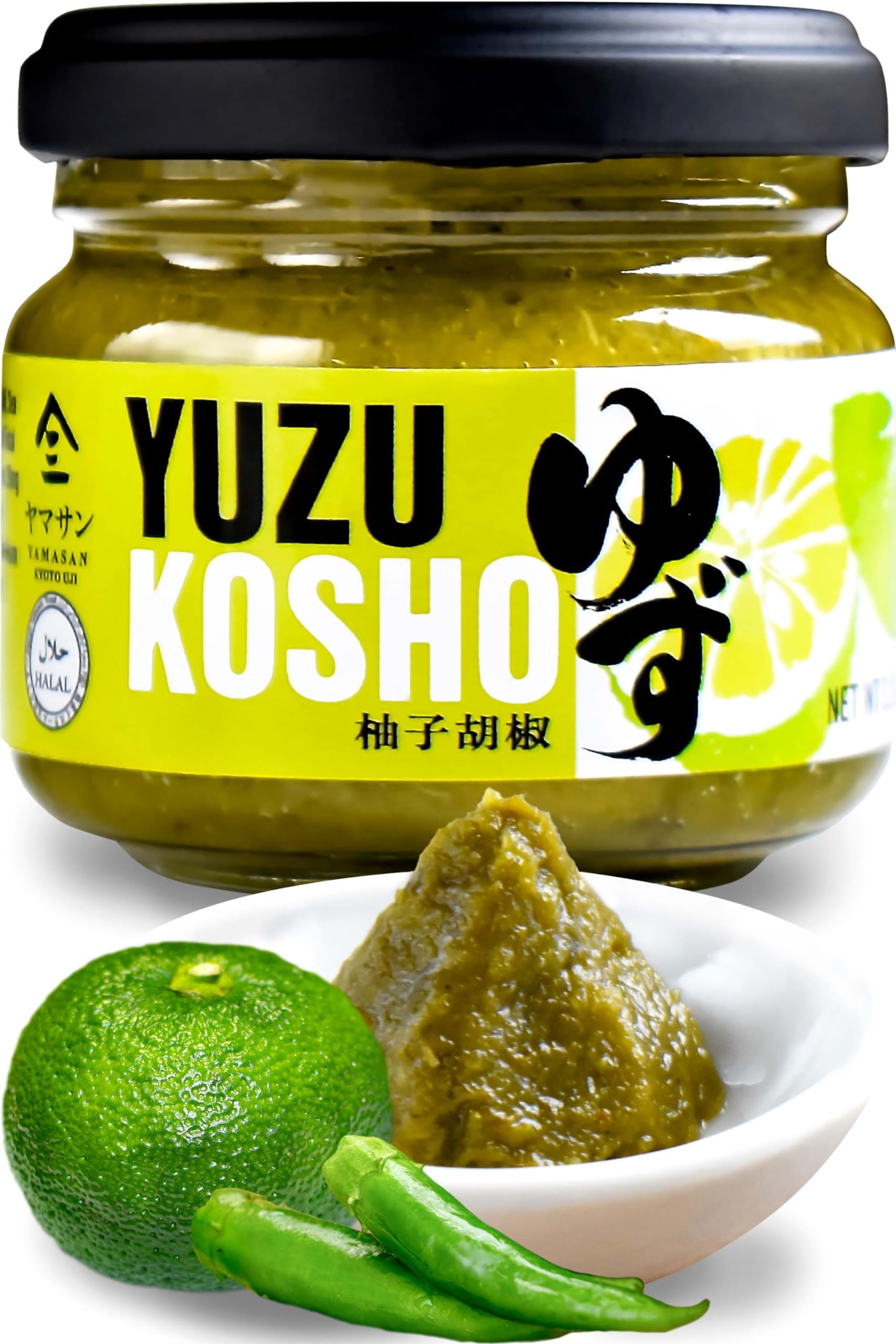 YAMASAN KYOTO UJI Yuzu Kosho - Yuzu Citrus & Green Pepper Paste - Japanese Spices and Seasonings (90g)