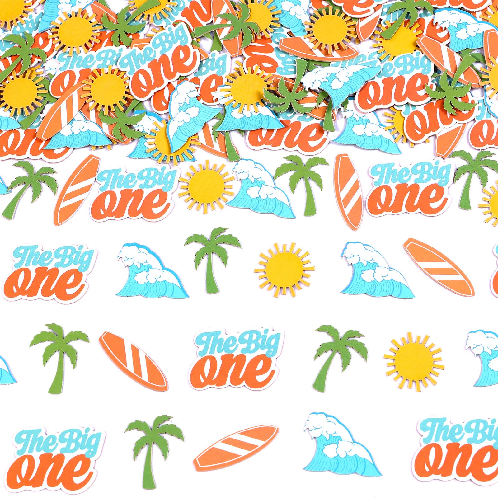 Fangleland 200 Pieces Surf 1st Birthday Confetti - The Big One Surfing Birthday Decorations, Dessert Table Decoration Scatter, Beach Surfboard Bday Party Supplies