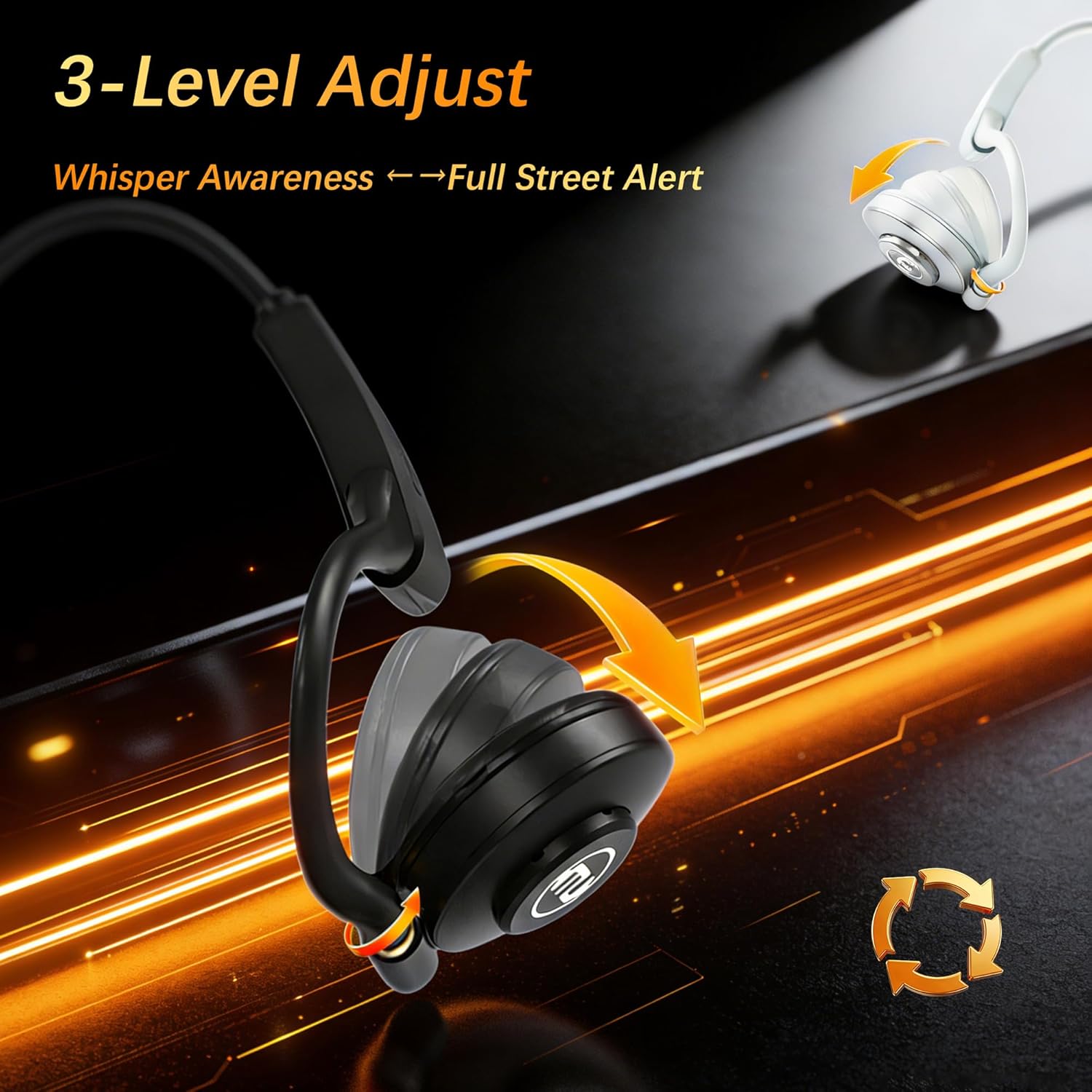 Open Ear Headphones - Ultra Deep Bass Wireless Bluetooth Air Conduction Headphones 3-Level Deep Bass Ultra-Wideband ANC 20H Play Multi-Point Connect Clear Call for Sports Work Black