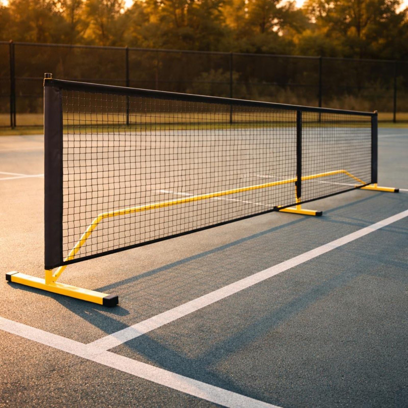 Rete da Pickleball con Ruote Resistente Attrezzatura Sportiva Stabile per Gara