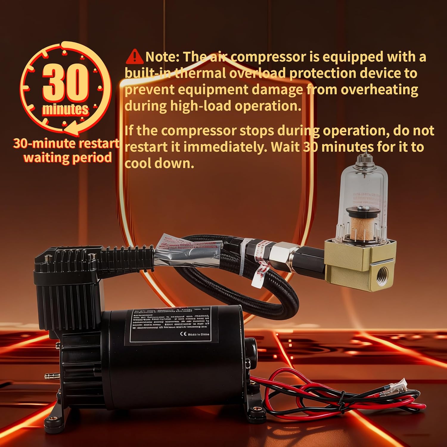 12V 150PSI Air Horn Suspension Compressor Kit Heavy Duty 3/8 NPT Mini Onboard with 1/4 NPT Adapter for Car Train Truck Horn/Bag/Suspension Black