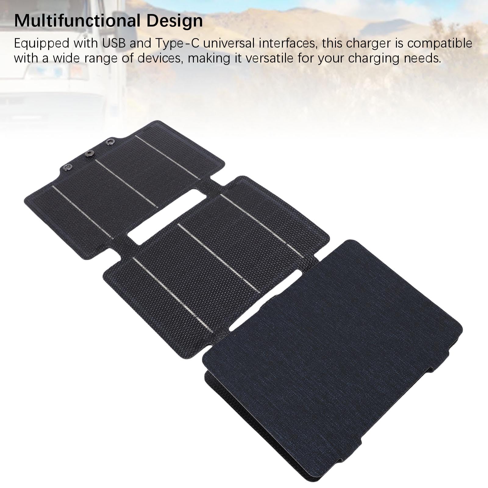 Generic Panel Solar Portátil Multifuncional, Cargador de 20W, Diseño Plegable Impermeable para Senderismo, Camping, Uso Al Aire, Silicio Monocristalino