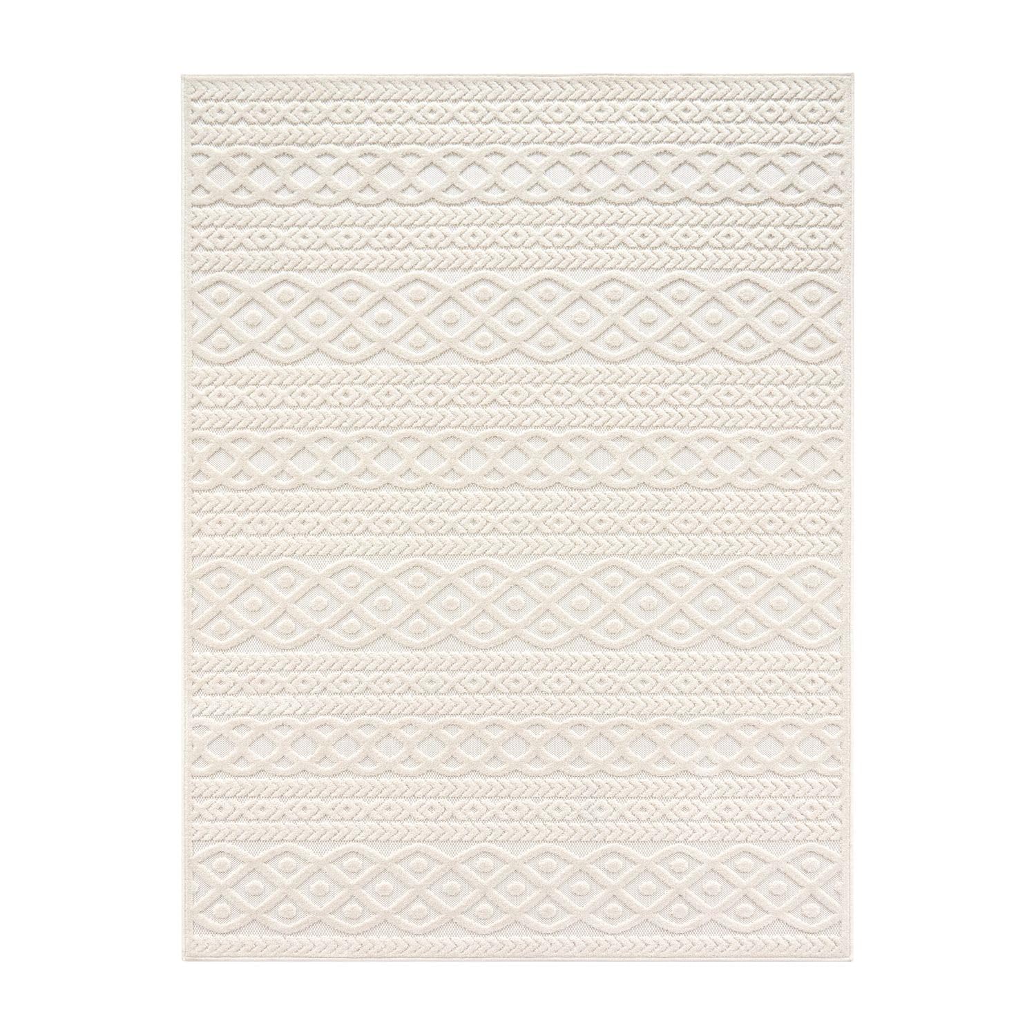 TT Home Tapis D'Intérieur Et D'Extérieur Résistant Aux Intempéries Balcon Chambre À Coucher Motif Boho Skandi Aspect Géométrique, Couleur:Crème 4, Dimension:160x230 cm