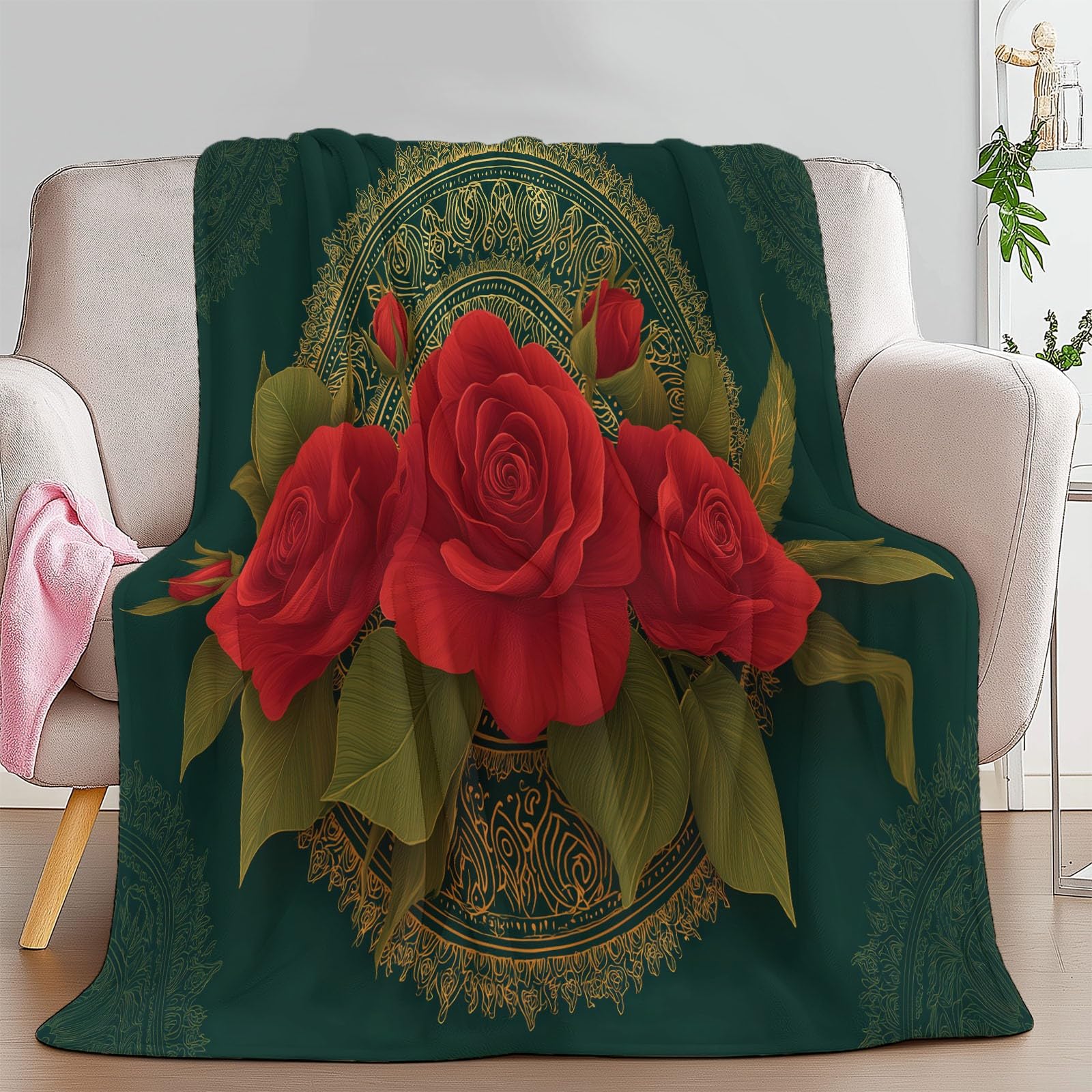 Generico Coperta Plaid Pile Rose Rosse 220x240 cm Coperta Flanella Calda Accogliente e Spessa in Morbido, Plaid Pile Per Letto Divano Sedia, Tutte le Stagioni