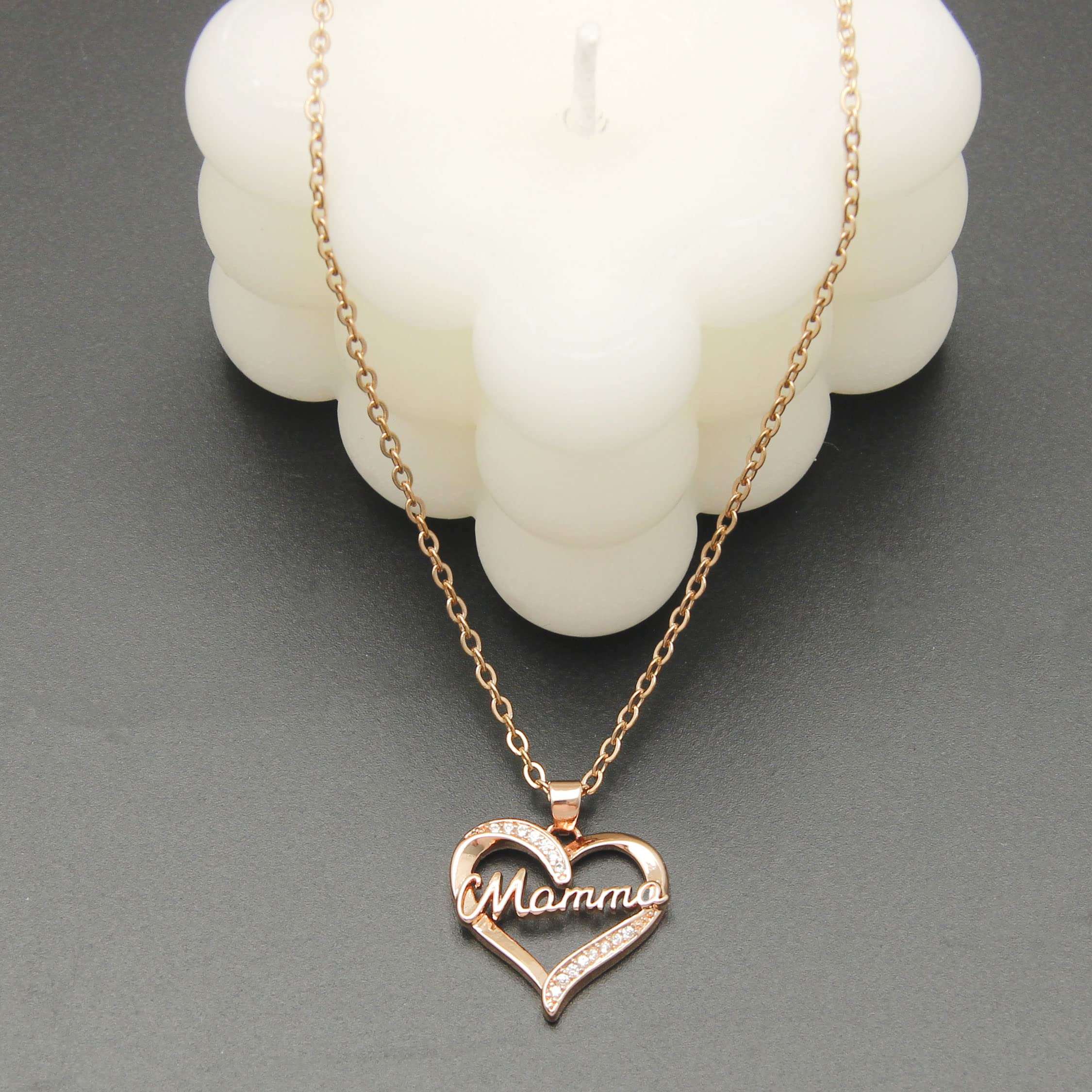 ZYMGUO Regalo Mamma Collane Regalo festa della Mamma Regalo per Mamma Collana Donna regalo Compleanno Mamma Regalo Natale per Mamma Cuore Diamante Collana Argento Pendent