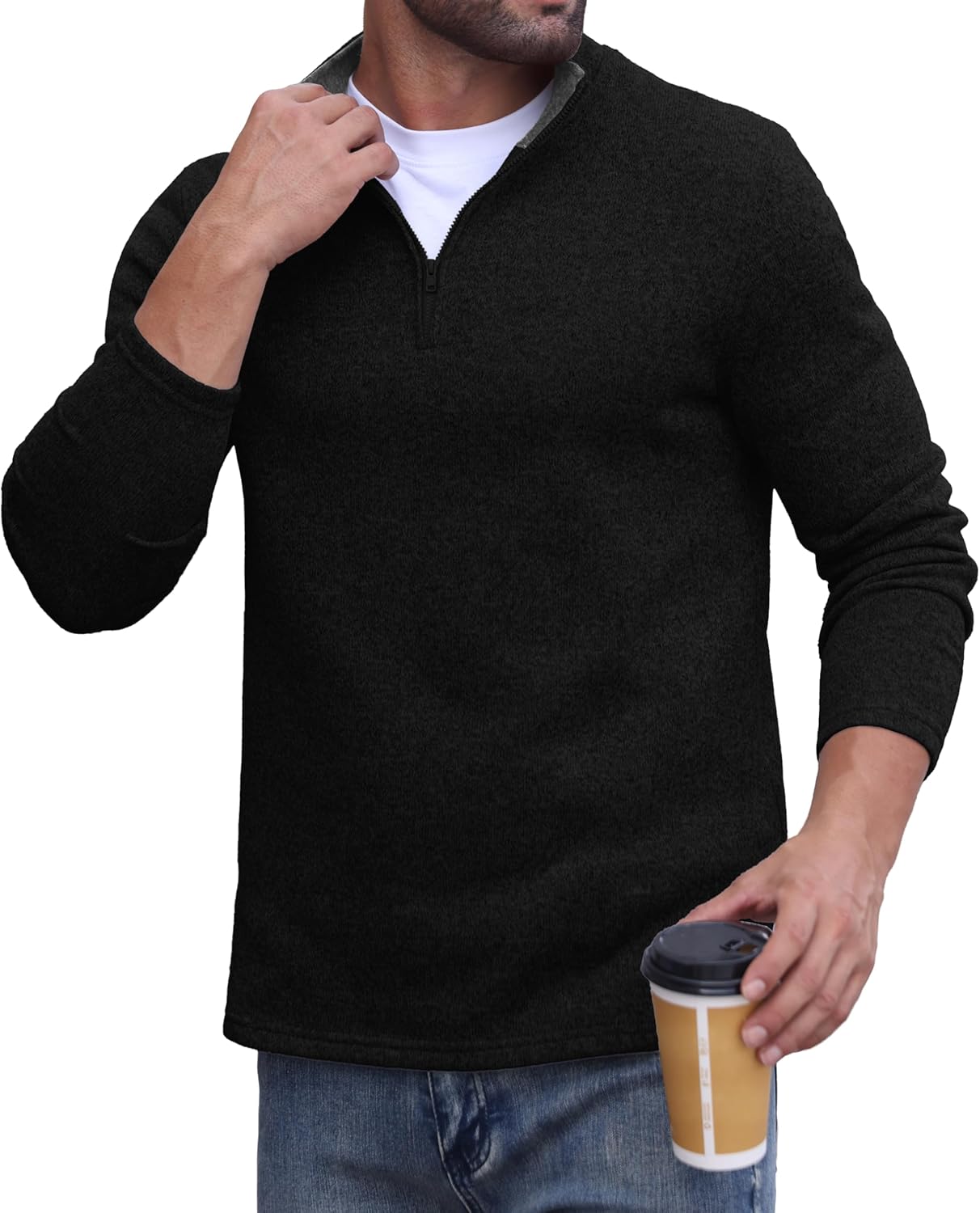 Sailwind Men's Quarter Zip Sweatshirt 1/4 Zip Up Pullover Long Sleeve Golf Shirt for Men Winter Thermal Fleece Sweater - Image 5