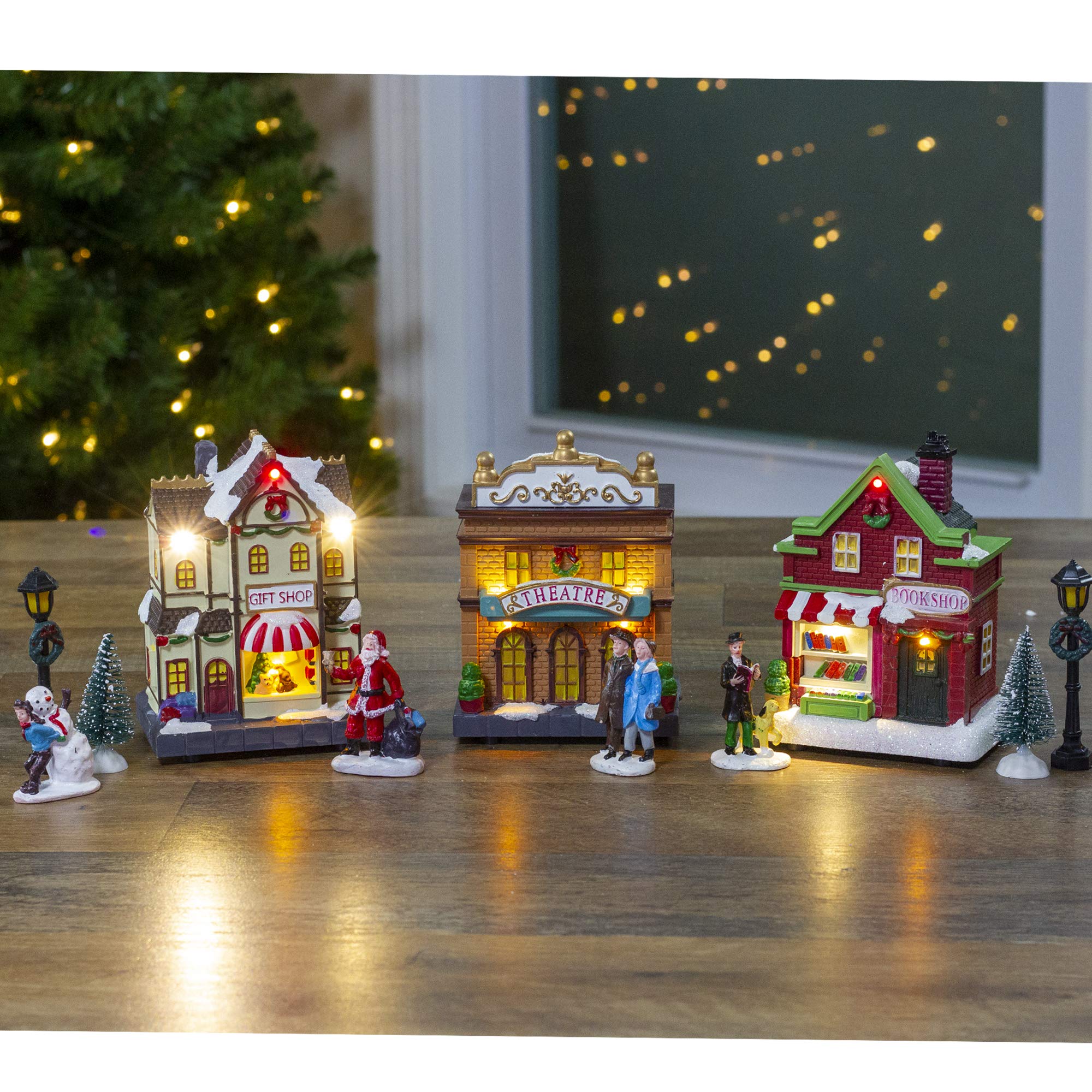 Northlight LED Lighted Theater and Shops Christmas Village Display Set - 11-Piece