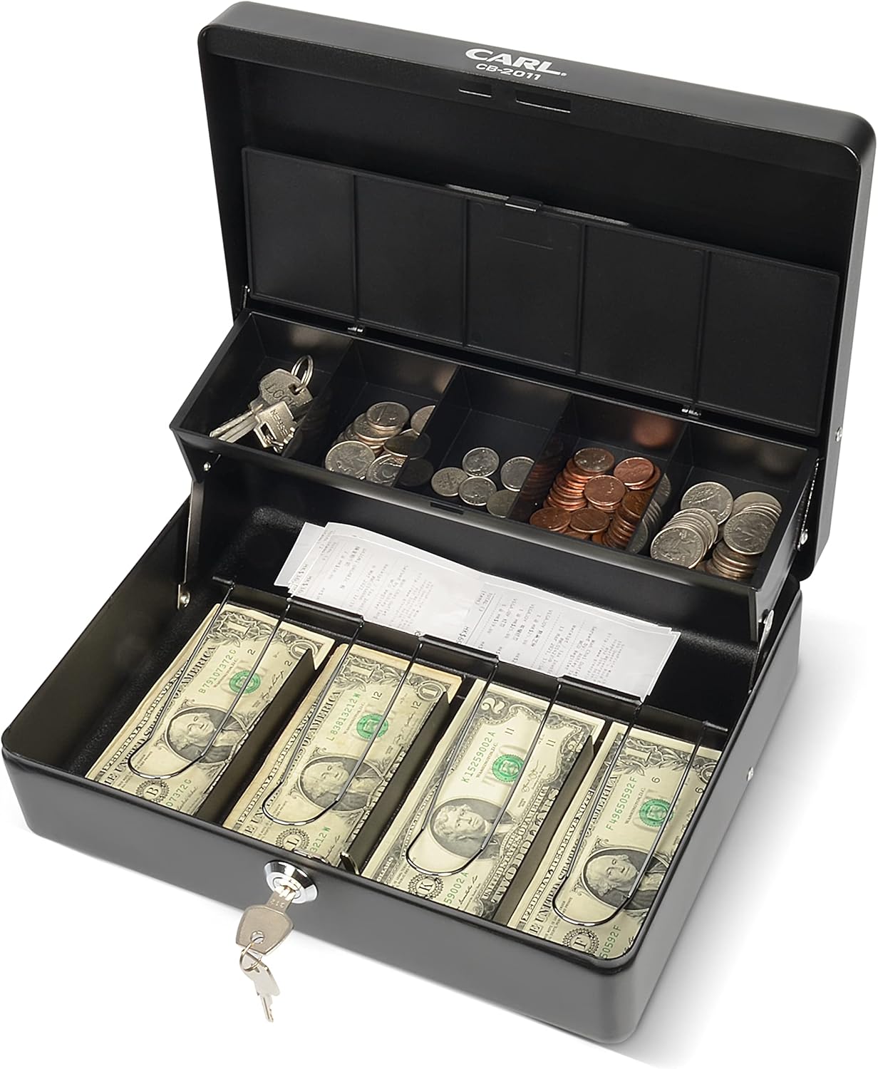 CARL, CUI82011, Bill Slots Steel Security Cash Box, Black : Office Products