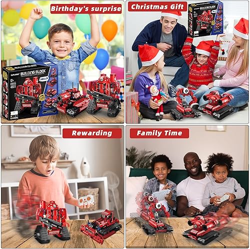 Miniatura 6 de Juguetes robot STEM para niños de 8 a 14 años, control remoto 5 en 1 y programables por aplicación, 495 piezas, kit educativo de ciencia de