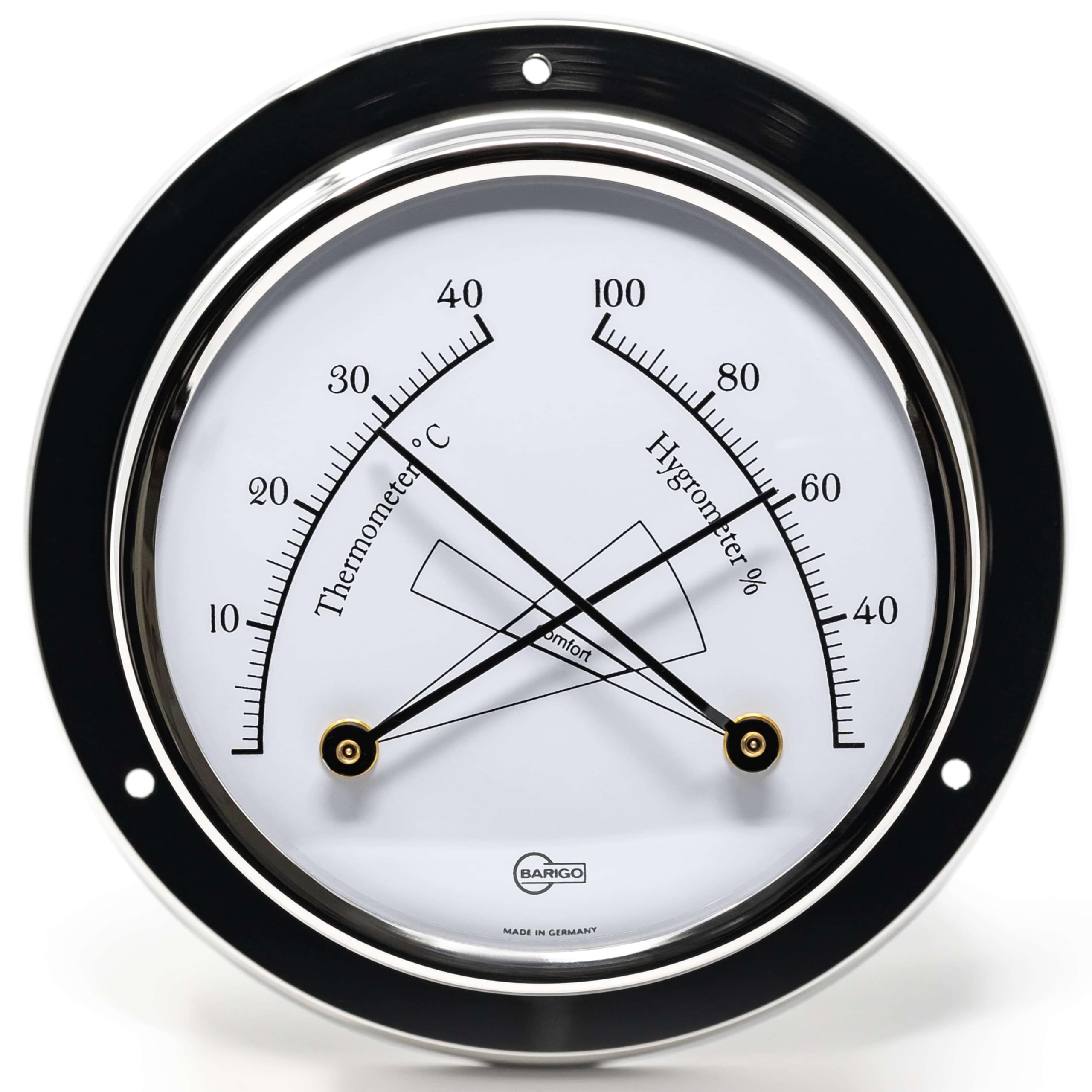 Barigo Bundle - Barometer, Thermo-Hygrometer und Quarzuhr - Serie Regatta - Edelstahl poliert - Set 3 Stück - Made in Germany