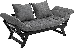 Divano Letto Clic Clac HOMCOM 3 Posti - Con Braccioli E Schienale Regolabili | Tessuto Effetto Lino, 170x83x80 Cm - Foto 9