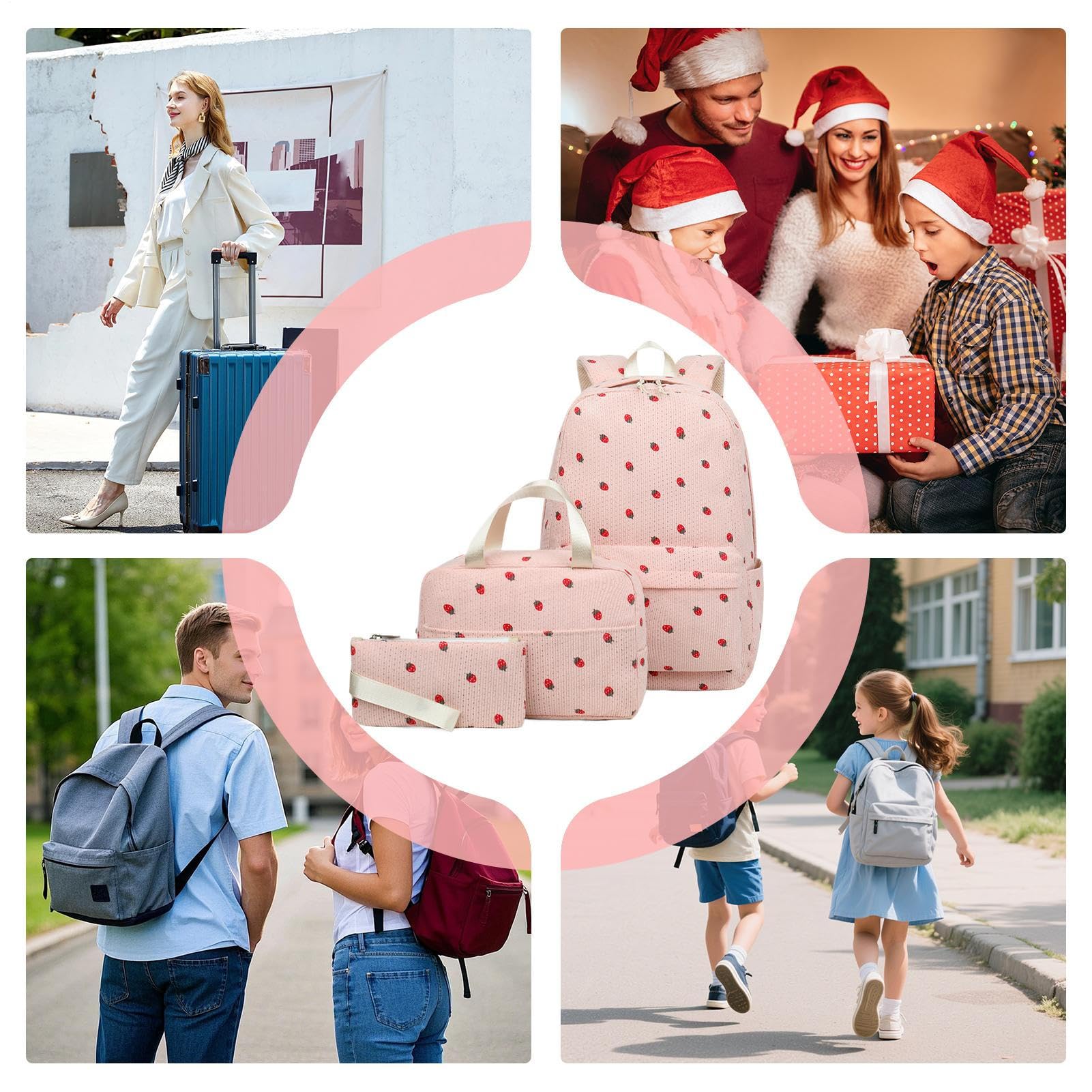 Mochila Escolar Infantil,Set de Accesorios de Lindo,Estuche para Mujeres Niñas - Deporte Universidad Senderismo Excursion Camping Actividades Exteriores