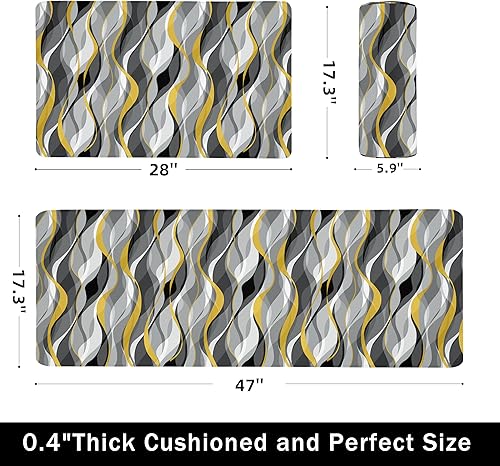 Vista 23 de weesire Alfombra de cocina verde antifatiga para el suelo de la cocina, alfombras de cocina, verde salvia, floral, hierbas, espuma viscoelástica