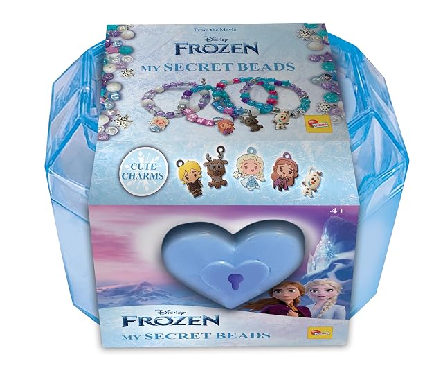 Lisciani - FROZEN: MI CONJUNTO DE PERLAS SECRETAS - Kit de Creación de Joyas - Cofre con Cerradura y Llave - Perlas Coloridas y Personaje de Frozen - Desde 3 años en adelante