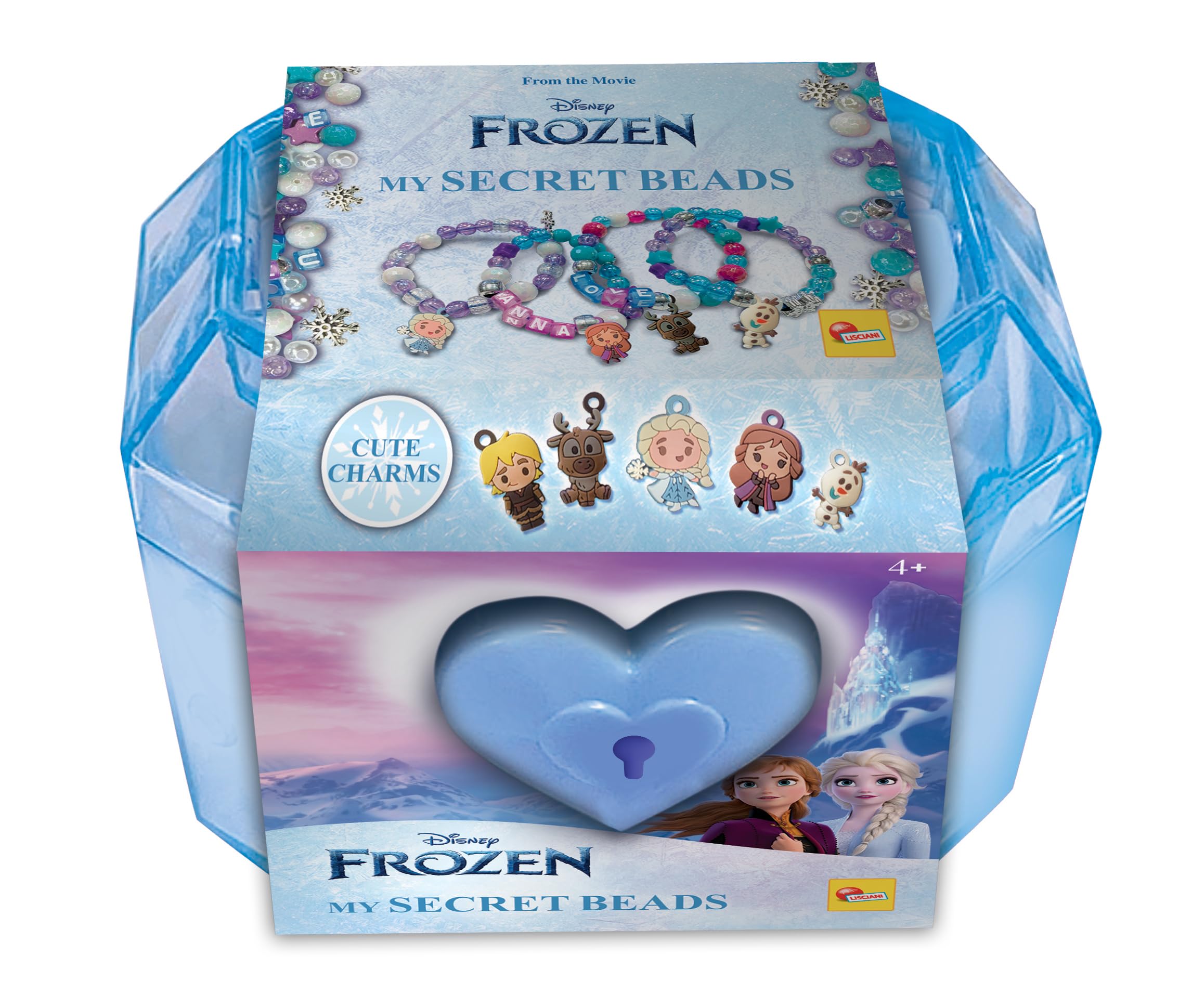 Lisciani - FROZEN: My secret Beads - Jewellery Creation Kit for Kids from 3 Years - Case with Lock and Key - Colourful Beads and Frozen Charms - Make Bracelets and Necklaces