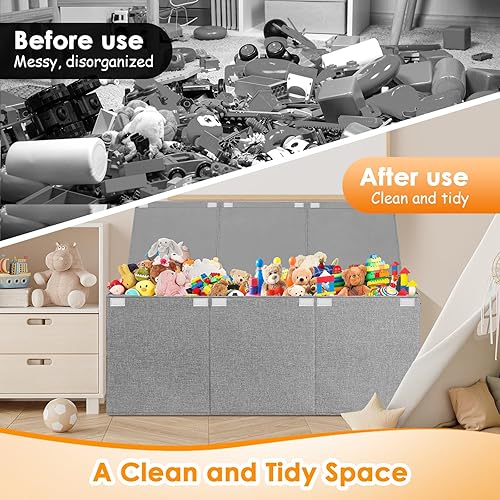 Miniatura 3 de Caja de juguetes extra grande con tapa, organizador de almacenamiento de juguetes para niños y niñas, cesta grande de juguetes para sala de estar,