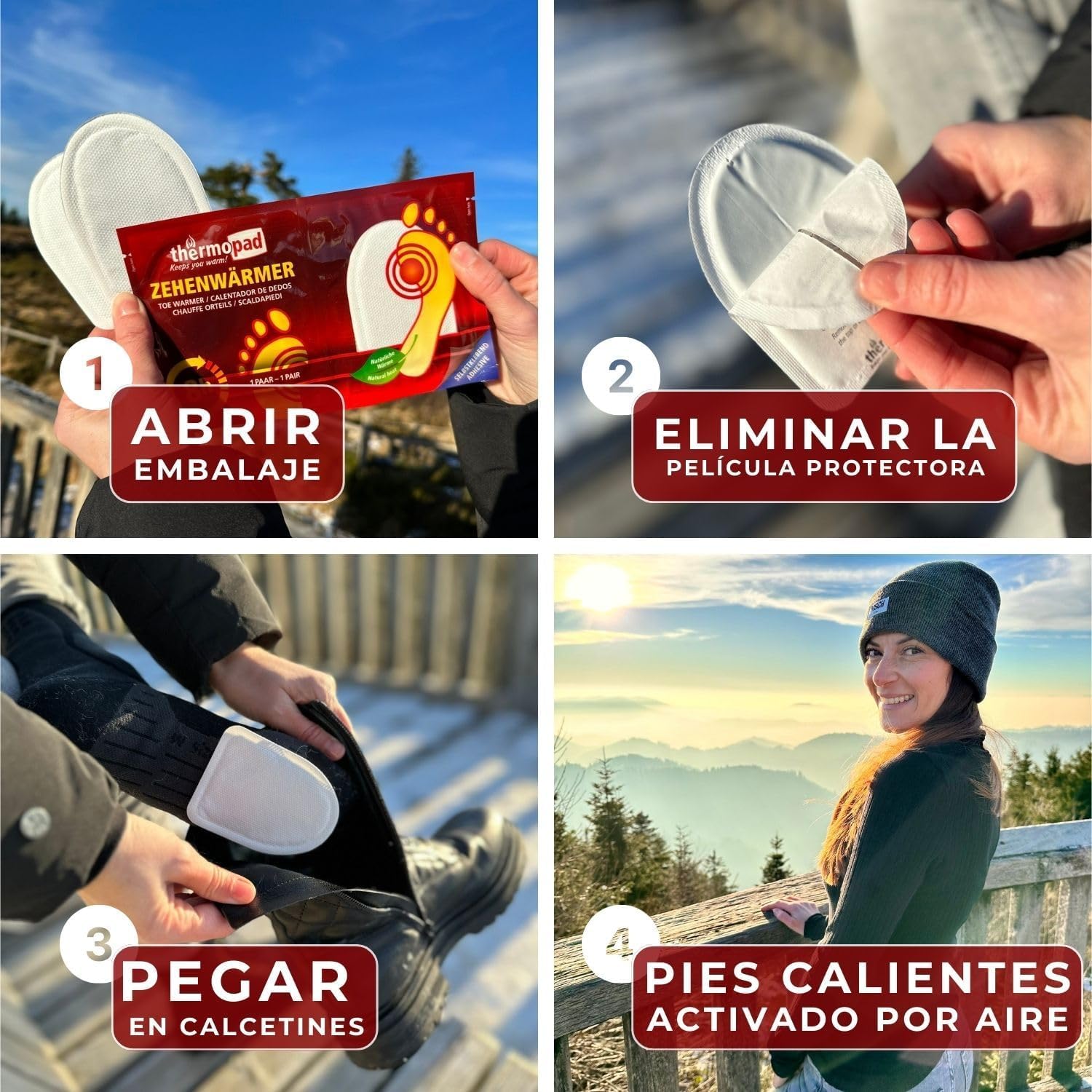 THERMOPAD Calentadores de Dedos - 20 Pares - Calor Natural hasta 9 Horas - para Todos los Zapatos - Activado por Aire inmediatamente