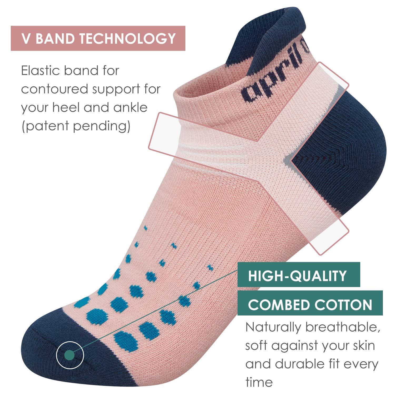 Aprilaugust Hidden Comfort No show Athletic Running socks for Men and Women (ZE_Pink, Navy, Light Grey, Grey, Mint, Cream (6pairs), Large)