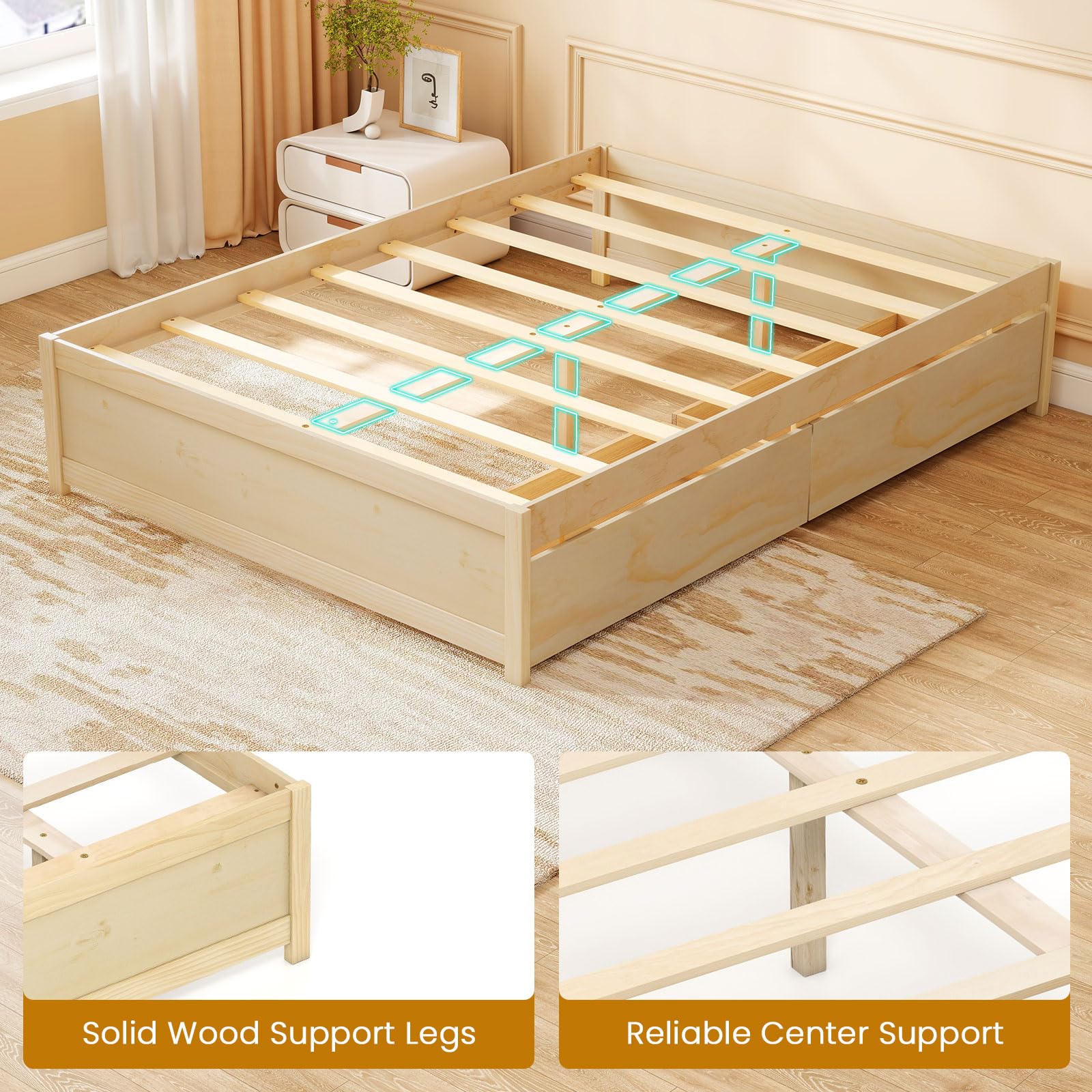 Amazon.com: Giantex Full Size Bed Frame with 2 Storage Drawers
