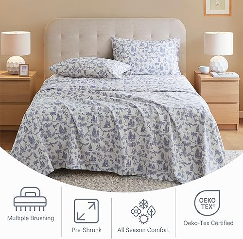 Vista 157 de True North by Sleep Philosophy - Juego de ropa de cama acogedora de franela 100% algodón, estampado de animales y estrellas, lindo, ultrasuave