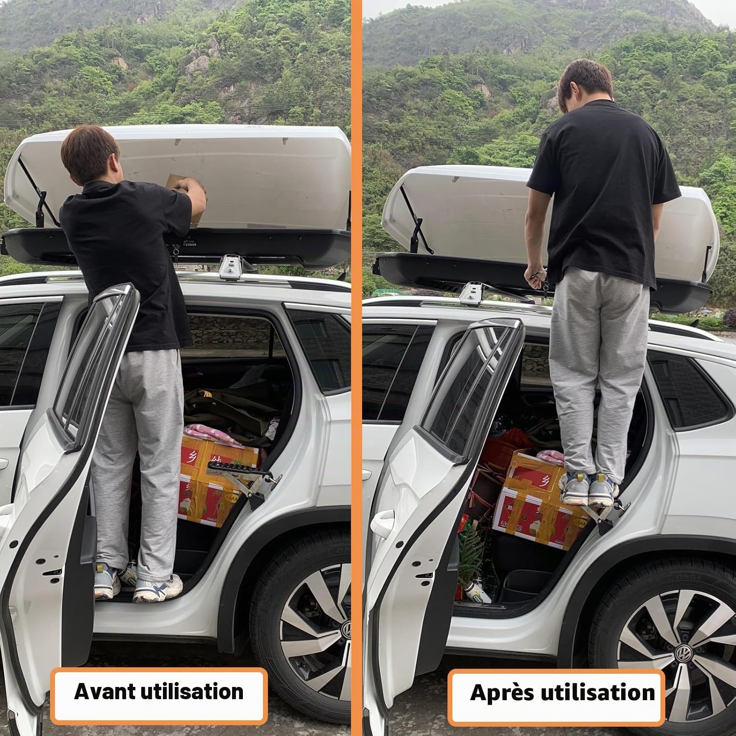 Marchepied de Porte de Voiture, Pédale de Crochet de Véhicule en Forme de U avec Coussin Tampon, Pedale Pliante de Pied de Porte de Voiture pour Berlines, SUV, Jeep, Charge Max 250kg | Universel, capacité de charge de 250 kg, longues marchepieds, pour SUV